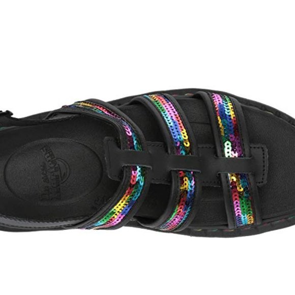 Dr. Martens Rainbow Sequin Platform Black - Picture 2 of 8